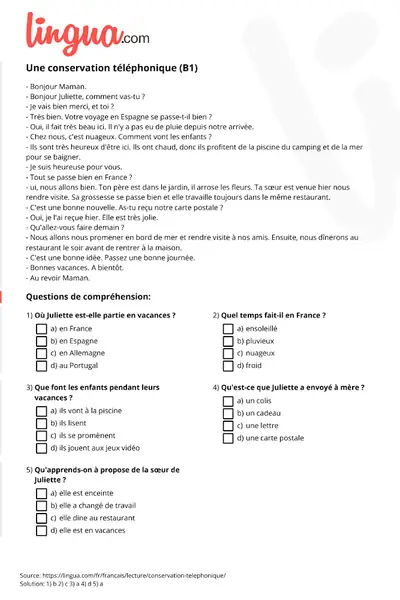 Portada del libro: Francais Texte Conservation Telephonique