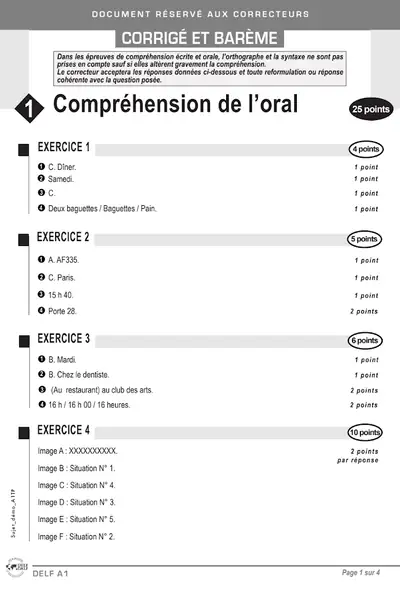 Portada del libro: Correction Examen A1 Adulte Delf