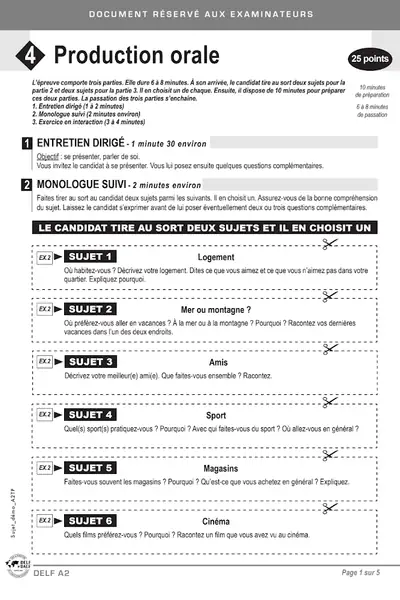 Portada del libro: Exemple Production Orale A2 Adulte Delf