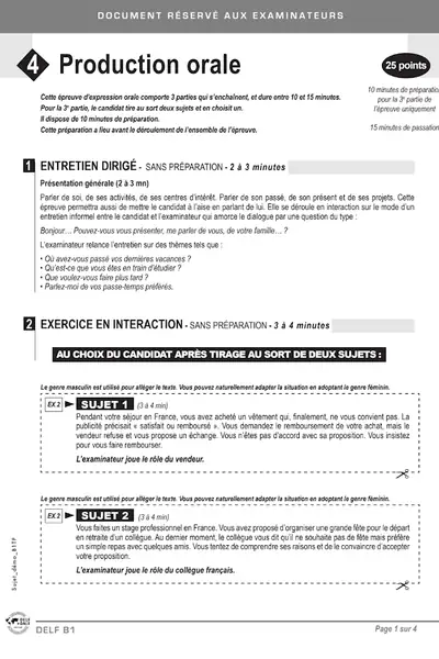 Portada del libro: Exemple Production Orale Delf B1 Adulte