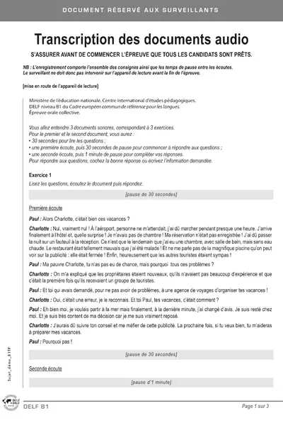 Portada del libro: Transcription Audio Delf B1 Adulte