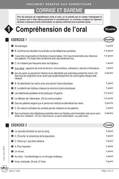 Portada del libro: Correction Examen Delf B2 Adulte