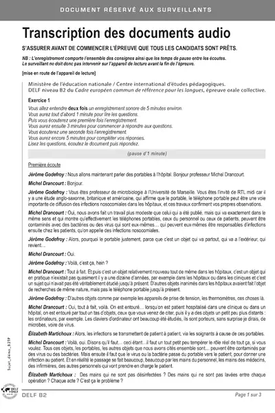 Portada del libro: Transcription Audios Examen Delf B2 Adulte
