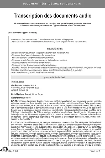 Portada del libro: Transcription Audio Dalf C1