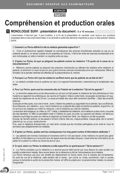Portada del libro: Dalf C2 Examinateur Science Comprehension Production Orale