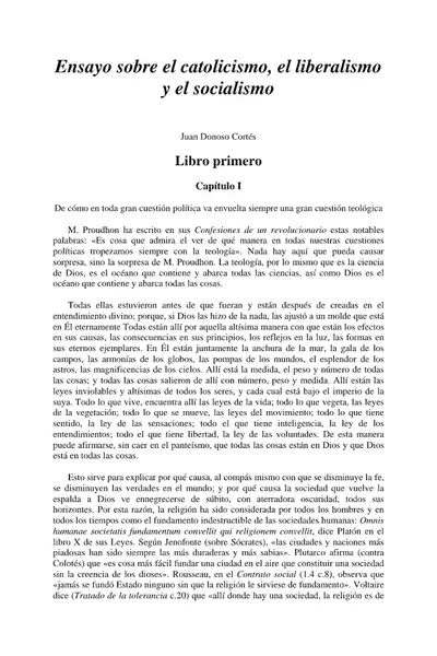 Portada del libro: Jose Donoso Ensayo Sobre El Catolicismo, El Liberalismo Y El Socialismo