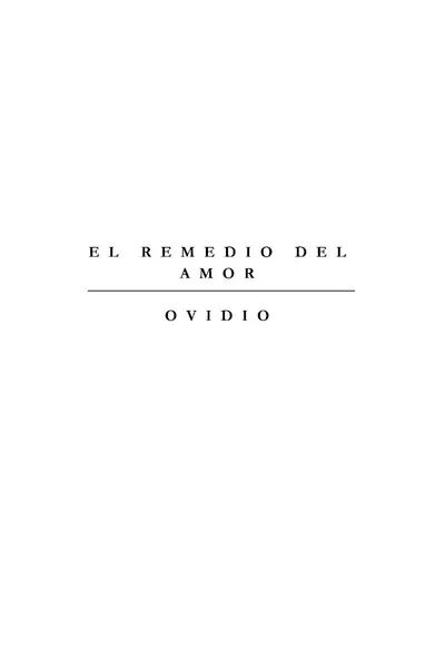 Portada del libro: Ovidio El Remedio Del Amor