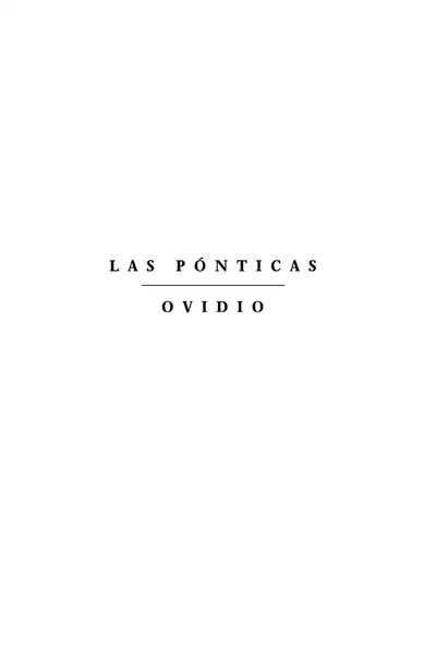 Portada del libro: Ovidio Las PóNticas
