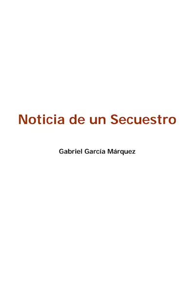 Portada del libro: Noticia De Un Secuestro