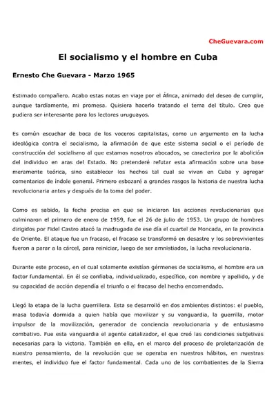 Portada del libro: Guevara, Ernesto Che El Socialismo Y El Hombre En Cuba