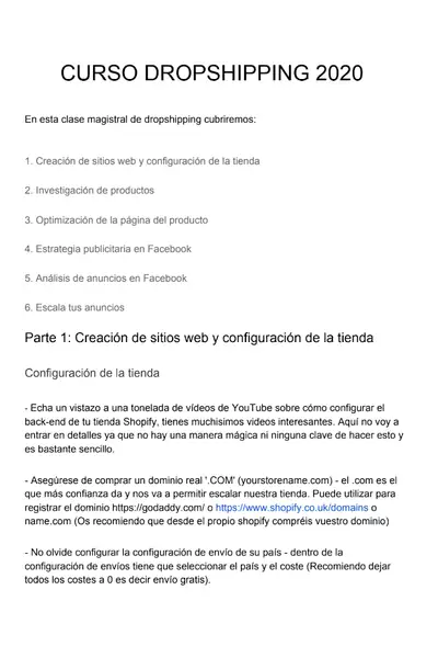 Portada del libro: Curso Dropshipping Acelerado 2020 3