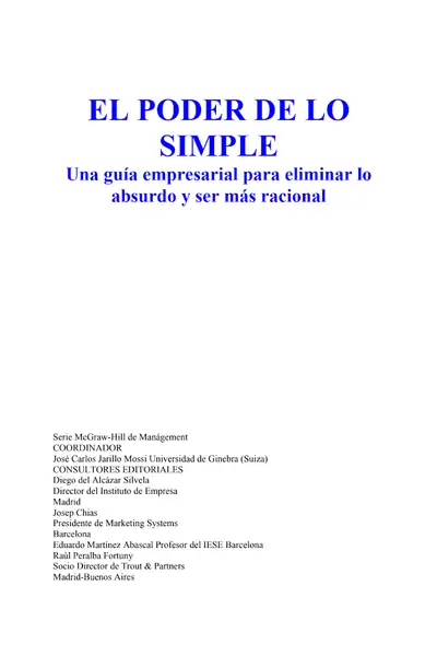 Portada del libro: El Poder De Lo Simple