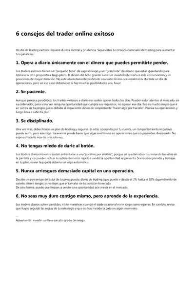 Portada del libro: 6 Consejos Del Trader Exitoso