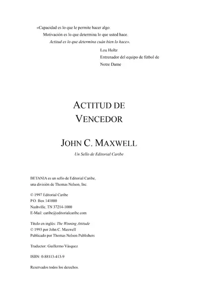 Portada del libro: Actitud De Vencedor2