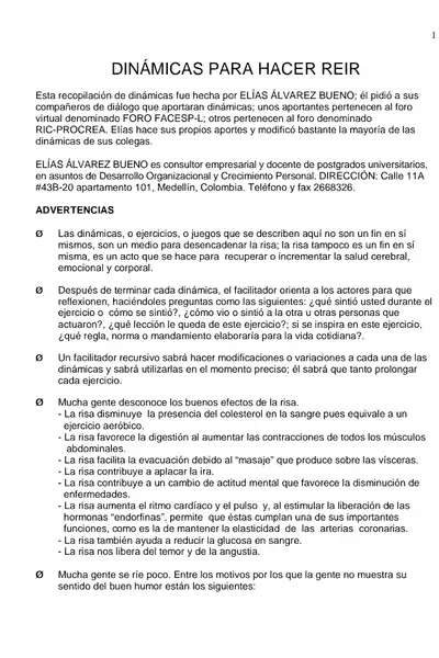 Portada del libro: DináMica Para Hacer ReíR