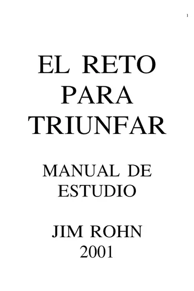 Portada del libro: El Reto Para Triunfar Jim Rohn