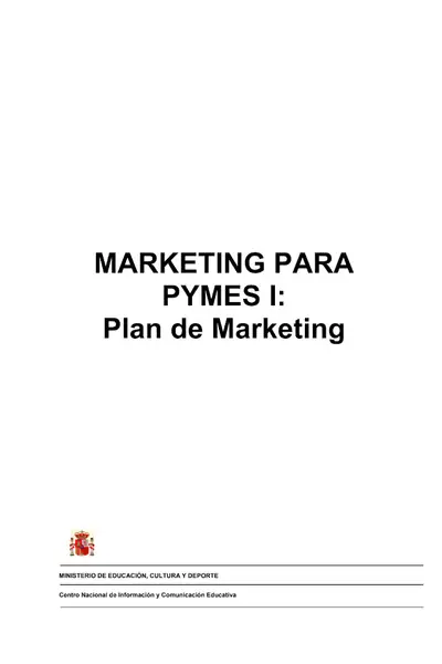 Portada del libro: Marketing Para Pymes Ministerio De Educacion Espa+æA