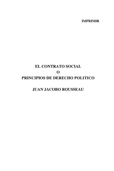 Portada del libro: El Contrato Social Jean Jacques Rousseau