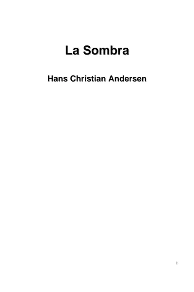 Portada del libro: La Sombra Hans Christian Andersen
