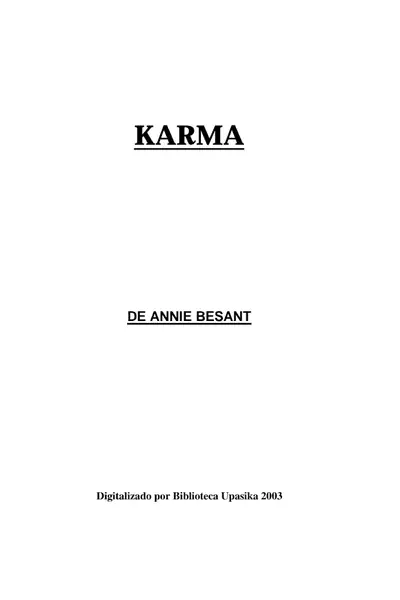 Portada del libro: Karma Annie Besant