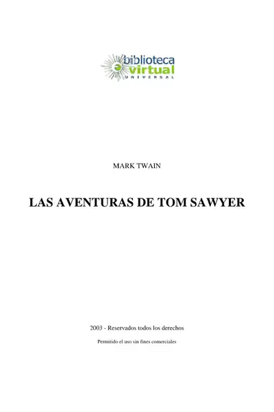 Portada del libro: Las Aventuras De Tom Sawyer Twain Mark