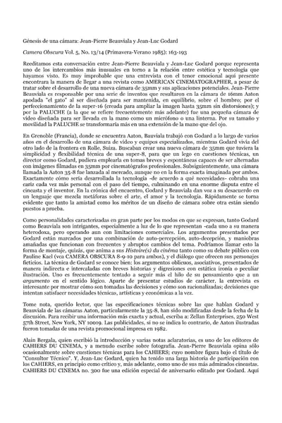Portada del libro: GéNesis De Una CáMara, ConversacióN Entre Jean Pierre Beauviala Y Jean Luc Godard