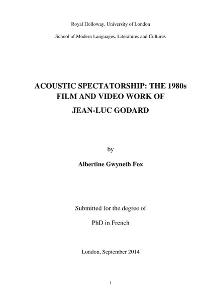 Portada del libro: The 1980s Film And Video Work Of Jean Luc Godard Albertine Gwyneth Fox
