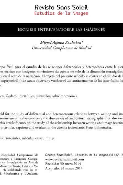 Portada del libro: Godard, Escribir Entre, En Y Sobre Las ImáGenes Miguel Alfonso Bouhaben