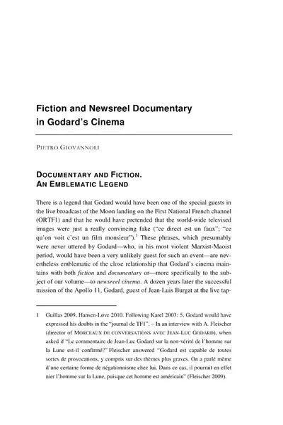 Portada del libro: Fiction And Newsreel Documentary In Godard’S Cinema Pietro Giovannoli