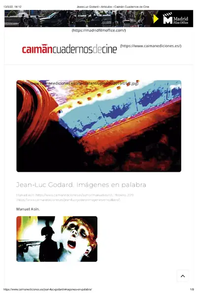 Portada del libro: Jean Luc Godard, ImáGenes En Palabra Manuel AsíN