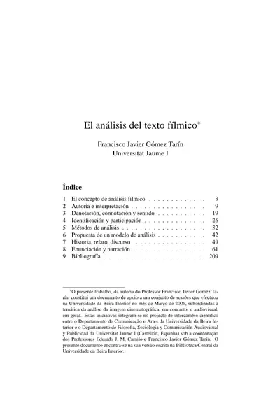 Portada del libro: GóMez TaríN El AnáLisis Del Texto FíLmico