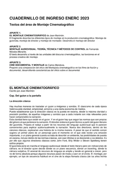 Portada del libro: Montaje Cuadernillo Texto Ingreso Enerc 2023