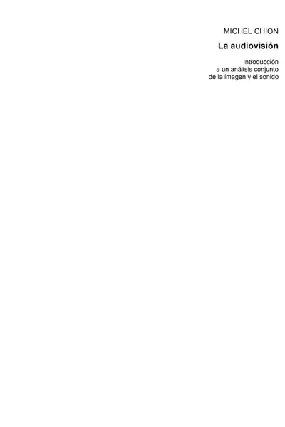 Portada del libro: Chion La AudiovisióN