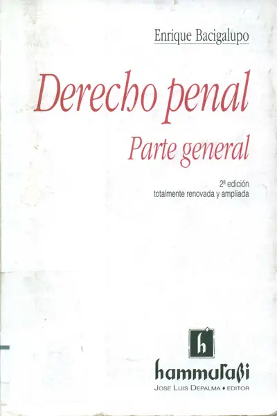 Portada del libro: Derecho Penal Parte General Enrique Bacigalupo