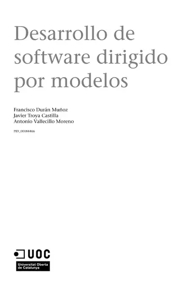 Portada del libro: Desarrollo De Software Dirigido Por Modelos