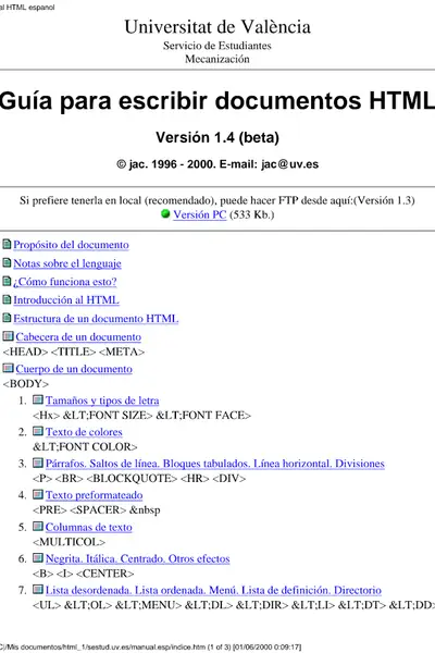 Portada del libro: Html GuíA Para Escribir Documentos Html