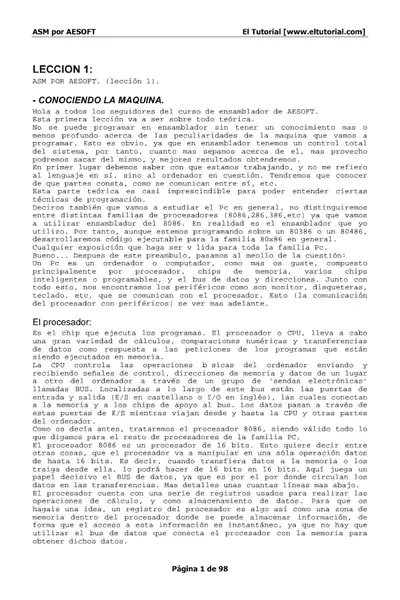 Portada del libro: Curso De Ensamblador De Aesoft