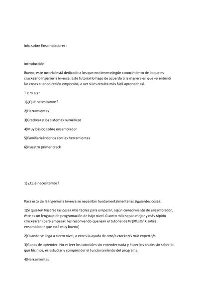 Portada del libro: Info Sobre Ensambladores