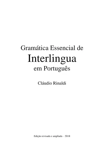 Portada del libro: Gramatica Essencial De Interlingua Em Portugues