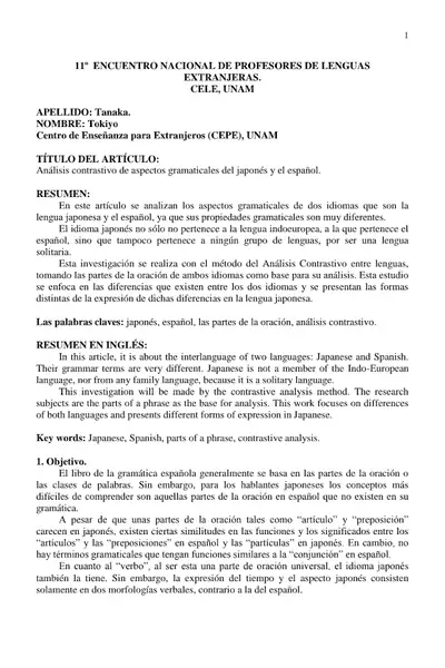 Portada del libro: Aspecto Gramatical De Espanol Y Japones