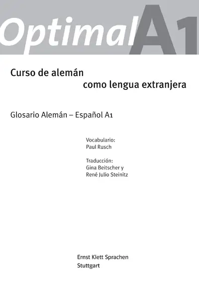 Portada del libro: Optimal A1 Glossar Dt Span