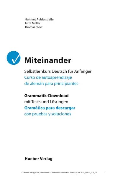 Portada del libro: Miteinander Download Spanisch