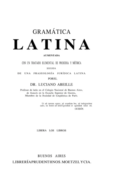 Portada del libro: Abeille, Luciano GramáTica Latina