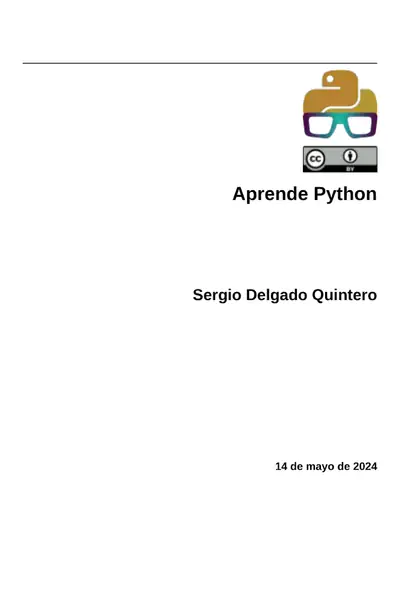 Portada del libro: Aprende Python Sergio Delgado Quintero