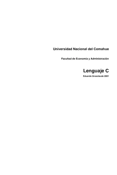 Portada del libro: Lenguaje C Eduardo Grosclaude