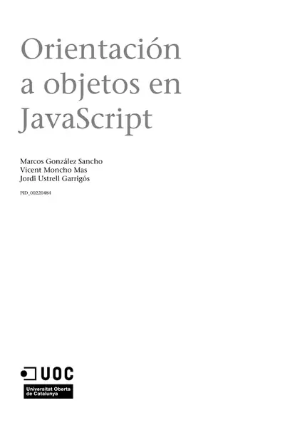 Portada del libro: Orientacion A Objetos En Javascript Marcos Gonz Lez Sancho Vicent Moncho Mas Jordi Ustrell Garrig S