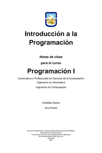 Portada del libro: Introducci N A La Programaci N Aristides Dasso Ana Funes