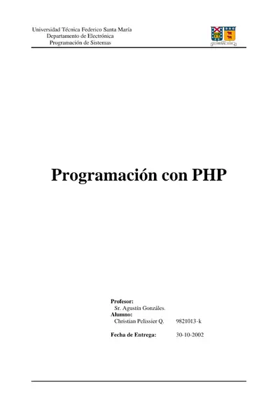 Portada del libro: Programaci N Con Php Christian Pelissier Q