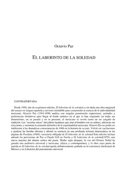 Portada del libro: El Laberinto De La Soledad