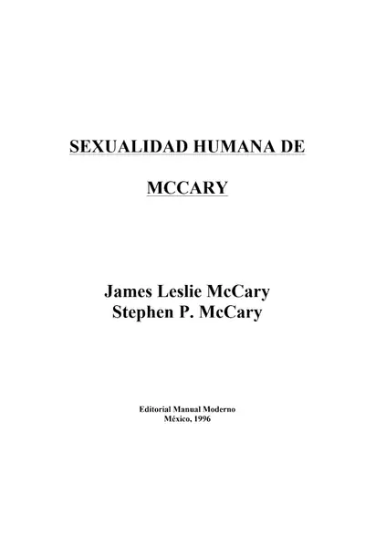 Portada del libro: Sexualidad Humana De Mccary Compress